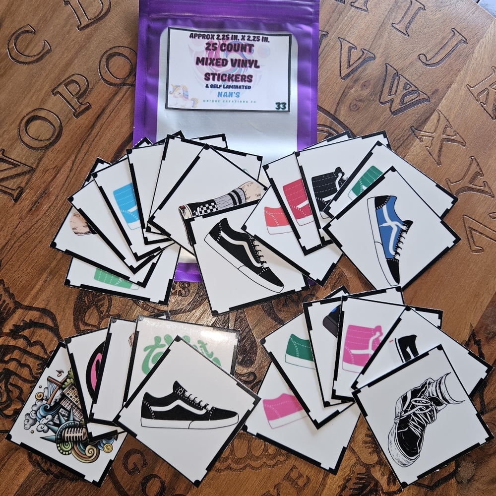 Sneaker 25 Count Mixed Vinyl Stickers Handmade #33